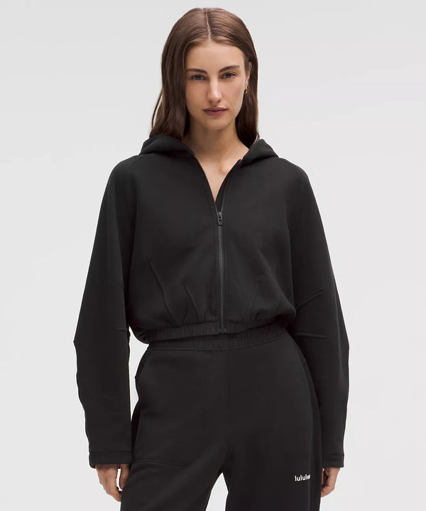 Relaxed-Fit Full-Zip Cropped Hoodie
