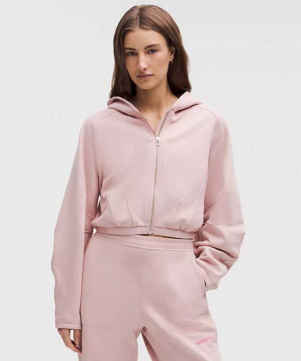 Relaxed-Fit Full-Zip Cropped Hoodie