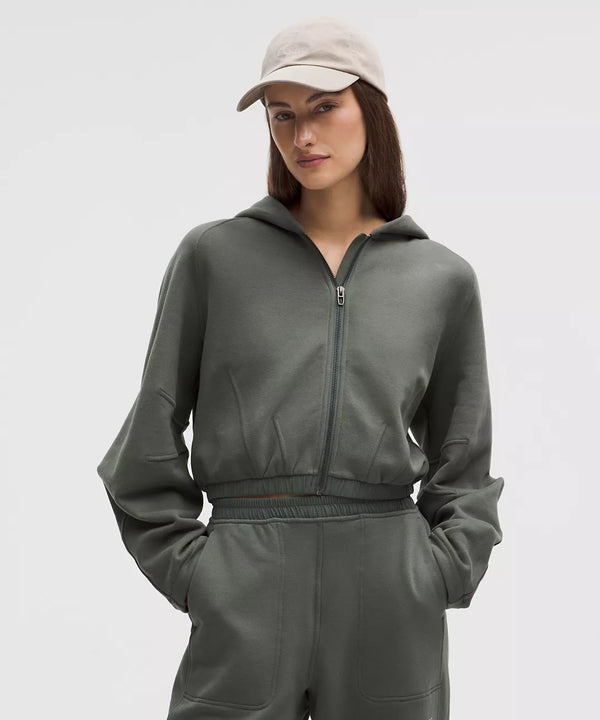 Relaxed-Fit Full-Zip Cropped Hoodie